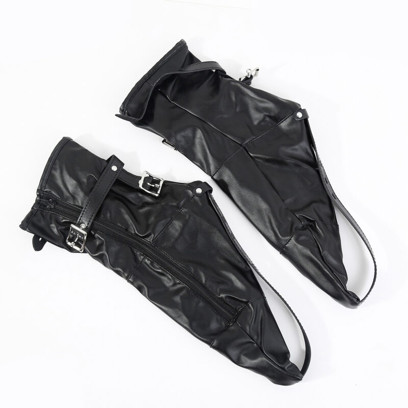 BDSM Bondage Leg Restraint Shoes – PU Leather Fetish Foot Binding Restraints for Role Play & Kinky Play